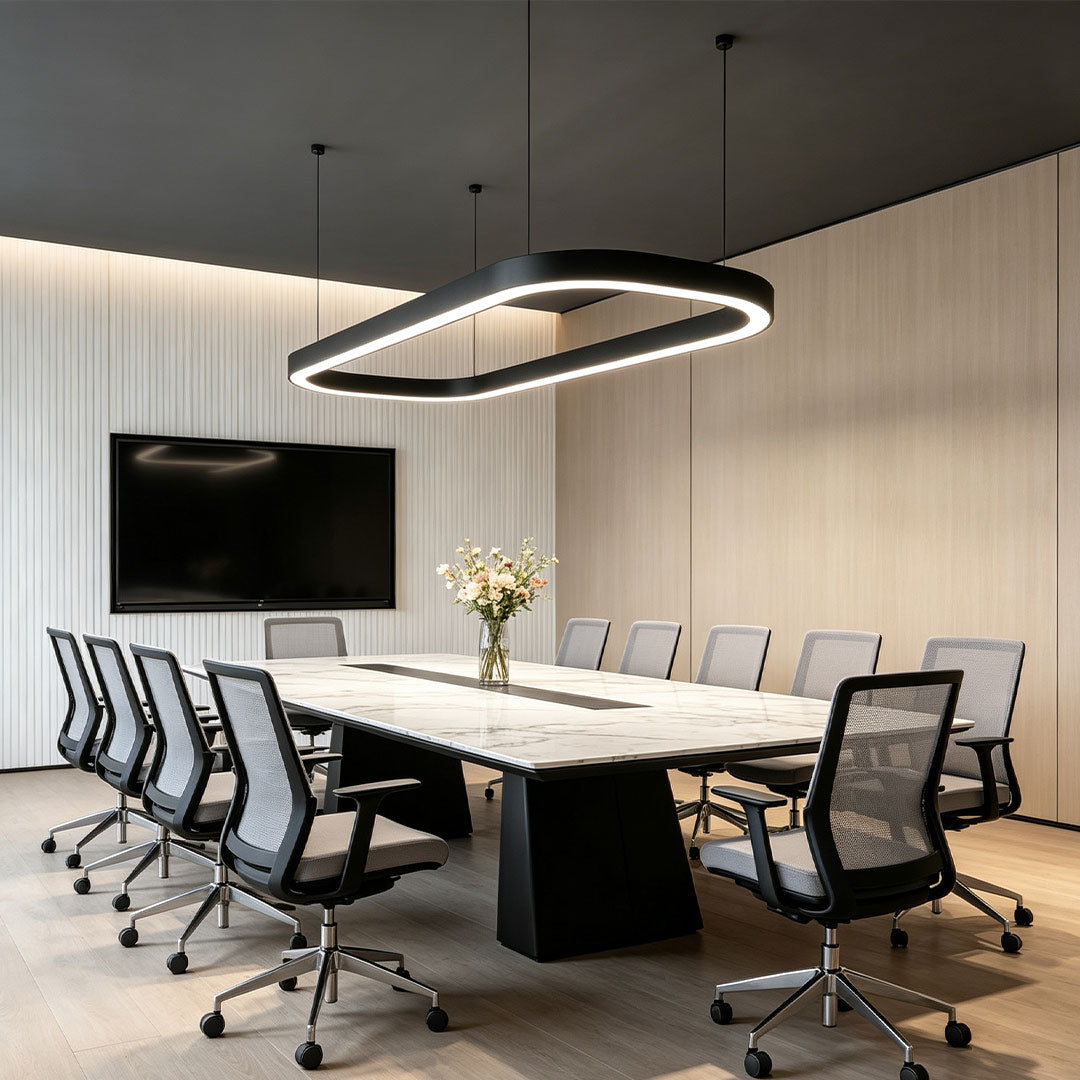 Oval Chandelier Modern Metal LED Office Ceiling Light