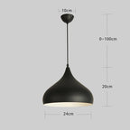 9 inch  Incandescent Metal Dome Bowl Black Pendant Light Fixtures