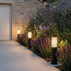 Solar Powered LED Bollard Lights Modern Honeycomb Outdoor Light