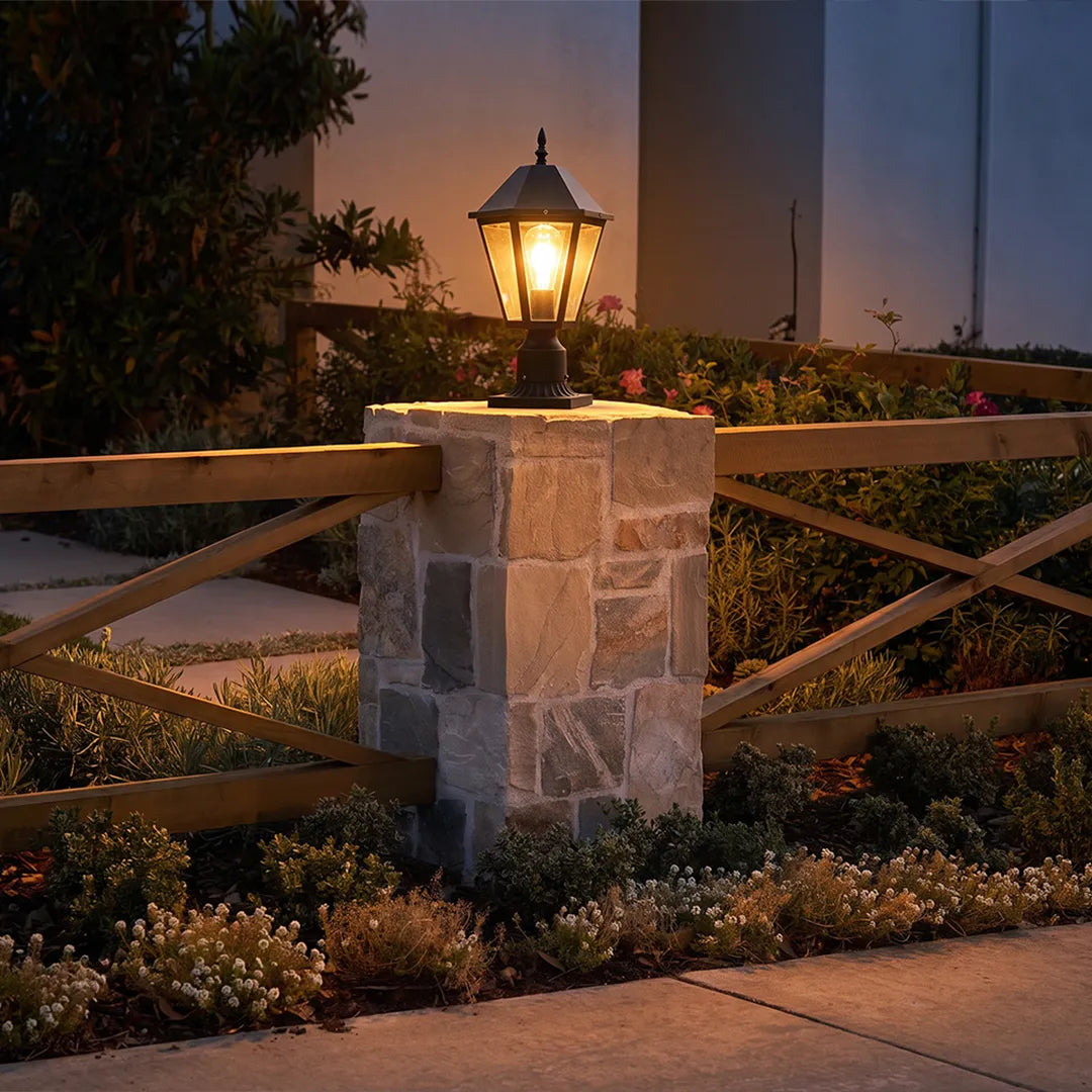2 PCS Black Pillar Lights European Vintage Outdoor Lights