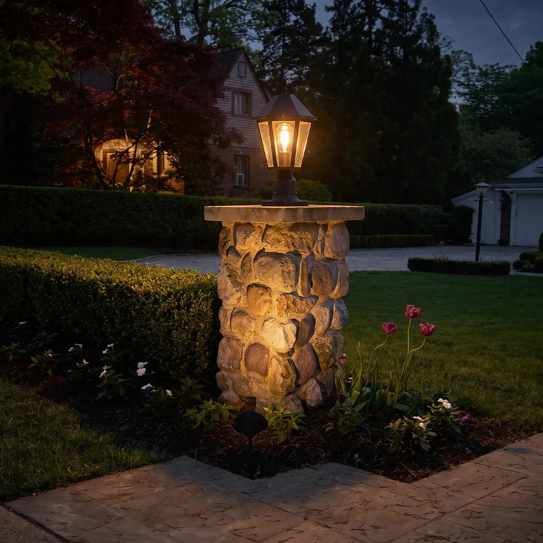 2 PCS Black Pillar Lights European Vintage Outdoor Lights