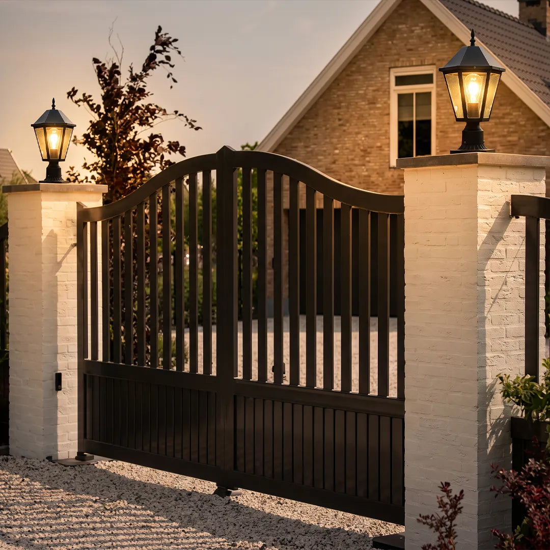 2 PCS Black Pillar Lights European Vintage Outdoor Lights