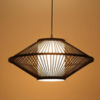 Black Rattan Pendant Light Radiating Bamboo Frame Ceiling Light