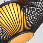 Black Rattan Pendant Light Radiating Bamboo Frame Ceiling Light