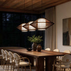 Black Rattan Pendant Light Radiating Bamboo Frame Ceiling Light