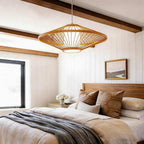 Black Rattan Pendant Light Radiating Bamboo Frame Ceiling Light