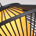 Black Rattan Pendant Light Radiating Bamboo Frame Ceiling Light