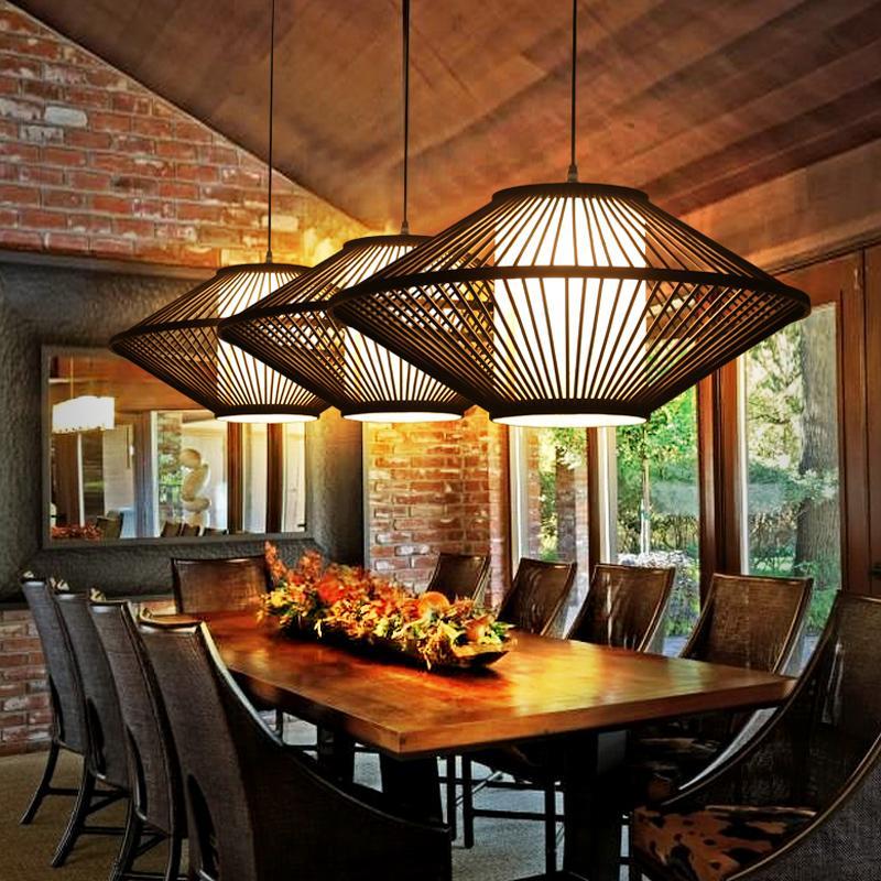 Black Rattan Pendant Light Radiating Bamboo Frame Ceiling Light