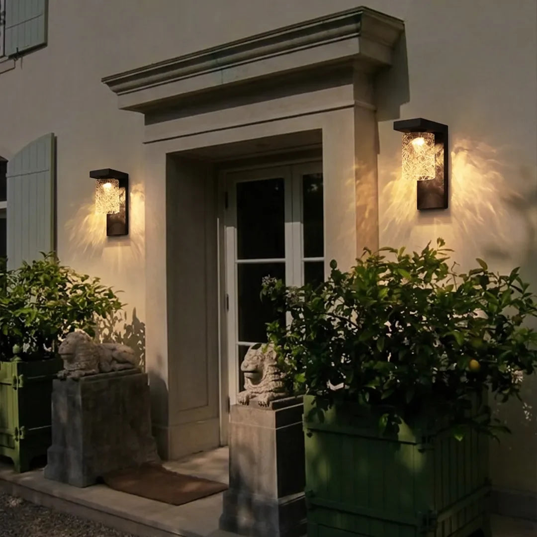 Black Sconce Wall Light Modern Glass Outdoor Light