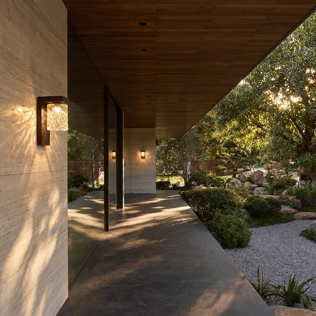 Black Sconce Wall Light Modern Glass Outdoor Light