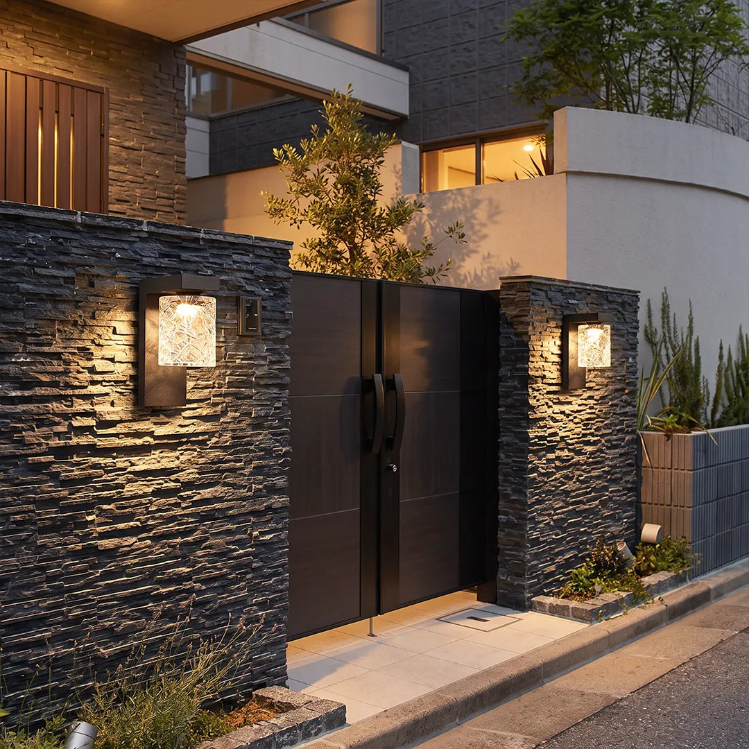 Black Sconce Wall Light Modern Glass Outdoor Light