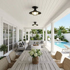 Black Semi Flush Ceiling Light Vintage Glass Outdoor Light