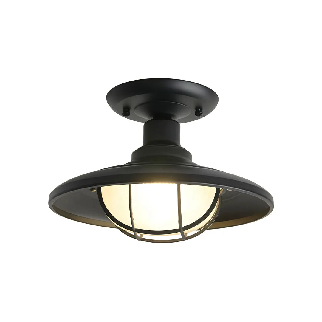 Black Semi Flush Ceiling Light Vintage Glass Outdoor Light