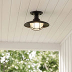 Black Semi Flush Ceiling Light Vintage Glass Outdoor Light