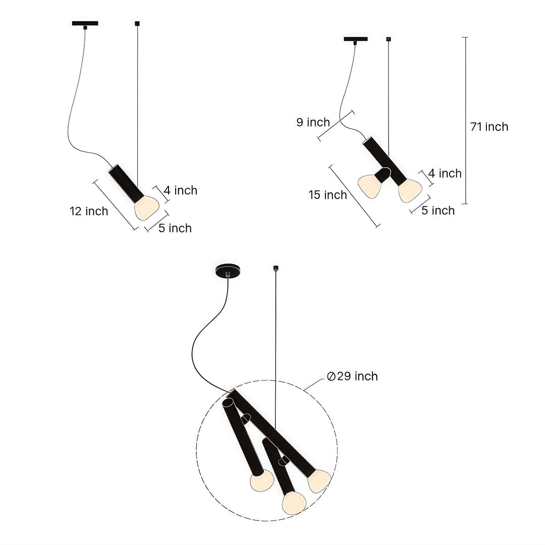 Black Small Pendant Light Cylindrical Design Ceiling Light