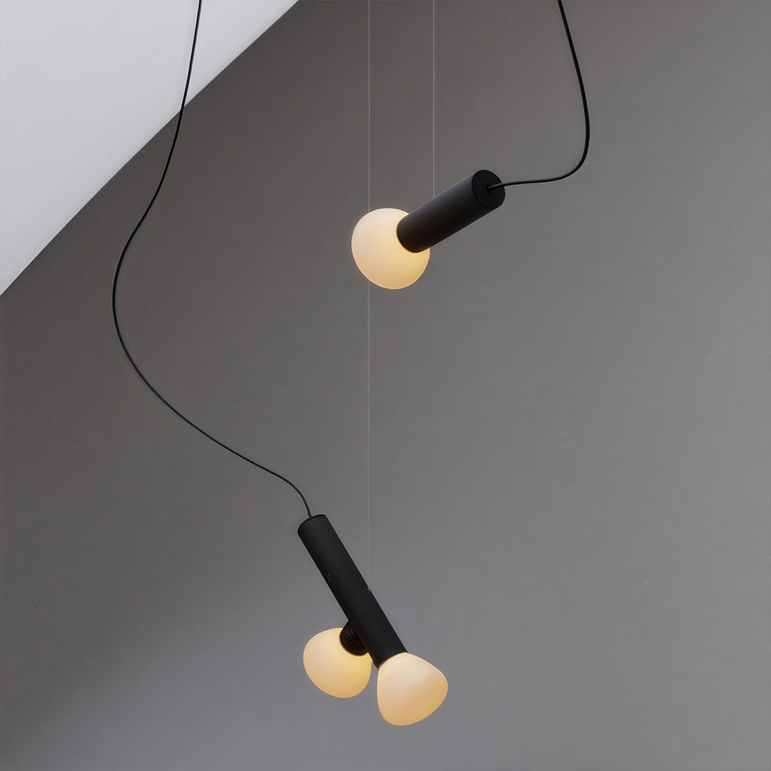Black Small Pendant Light Cylindrical Design Ceiling Light