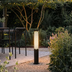 Solar Powered LED Bollard Lights Modern Honeycomb Outdoor Light