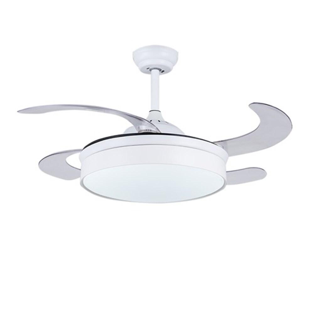 15/19-In Round Drum Shaped LED Nordic Retractable Ceiling Fan with Lights