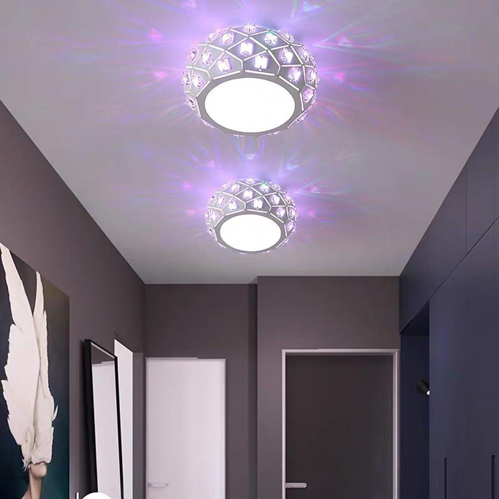 Metal Crystal Decorative LED Flush Mount Ceiling Light for Hallway Entryway