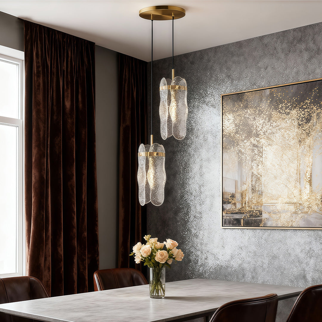 Brass Glass Pendant Light Luxury Adjustable Art Ceiling Lights