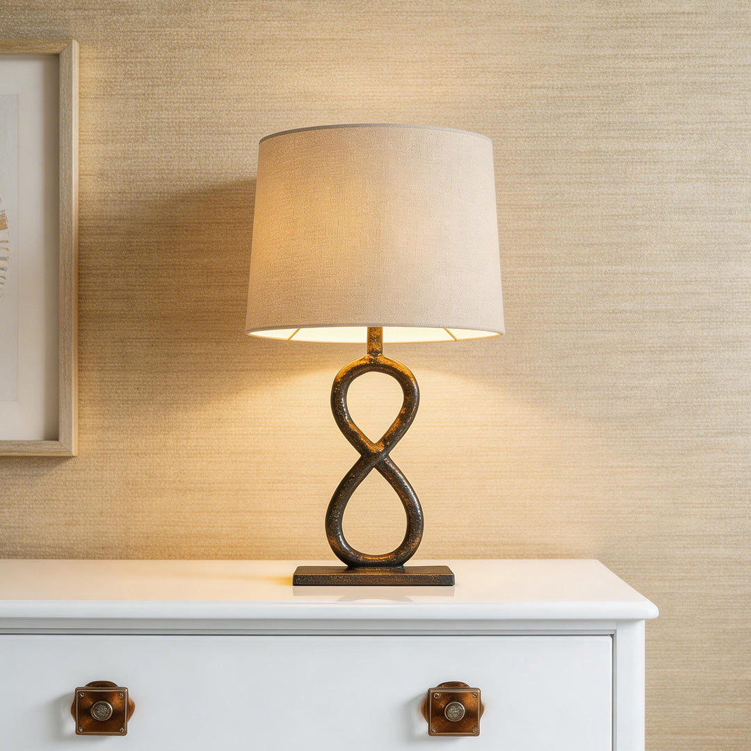 Bronze Metal Table Lamps European Luxury Fabric Light