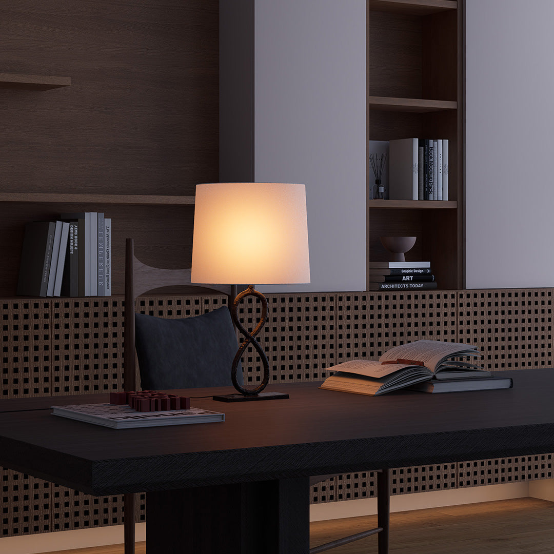 Bronze Metal Table Lamps European Luxury Fabric Light