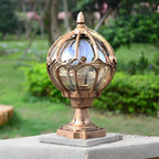 [Open-Box]Outdoor Globe Pillar Lights Retro Glass Globe Copper Fence Post Light
