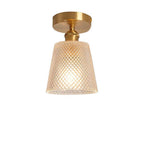 Lantern Modern Glass Copper Flush Mount Ceiling Lighting