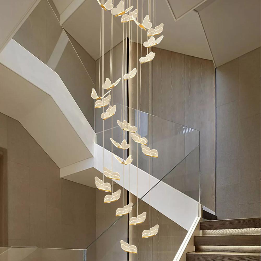 Butterfly Chandelierv Modern Metal Disk Acrylic Ceiling Light