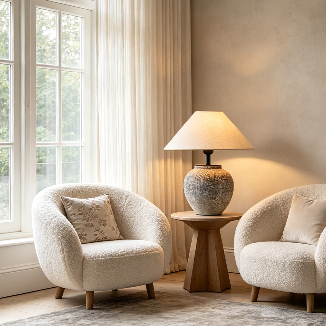 Ceramic Base Table Lamp Wabi-Sabi Bedside Decorative Light
