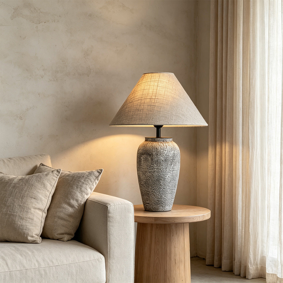 Ceramic Base Table Lamp Wabi-Sabi Bedside Decorative Light