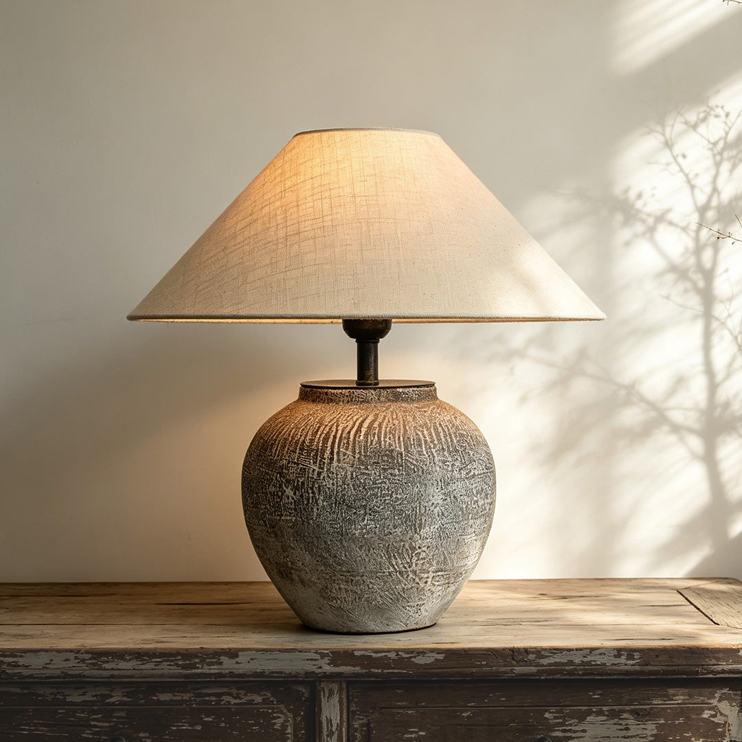 Ceramic Base Table Lamp Wabi-Sabi Bedside Decorative Light