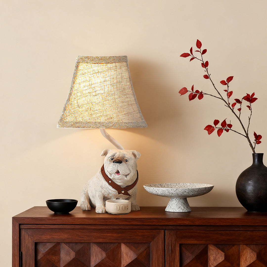 Dog Table Lamps Mid-Century Decorative Elegant White Resin Light