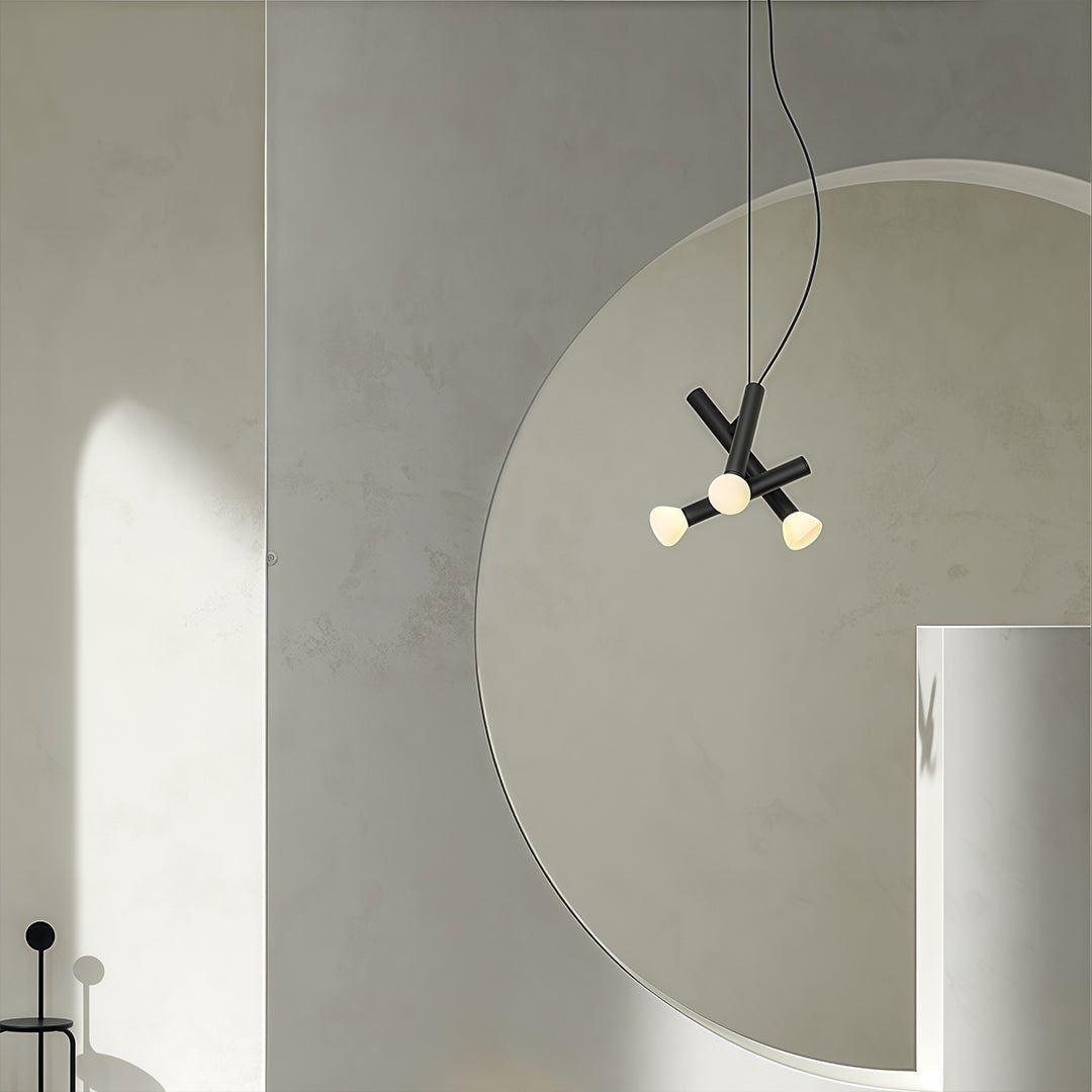 Black Small Pendant Light Cylindrical Design Ceiling Light
