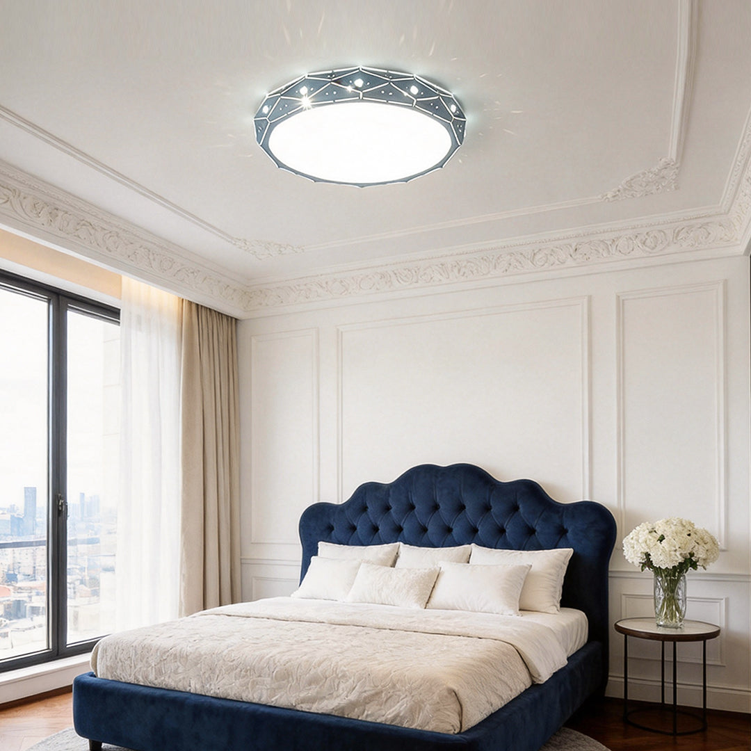 Childs Ceiling Light Round Recessed Drum LED Metal Light