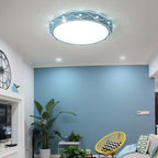Childs Ceiling Light Round Recessed Drum LED Metal Light
