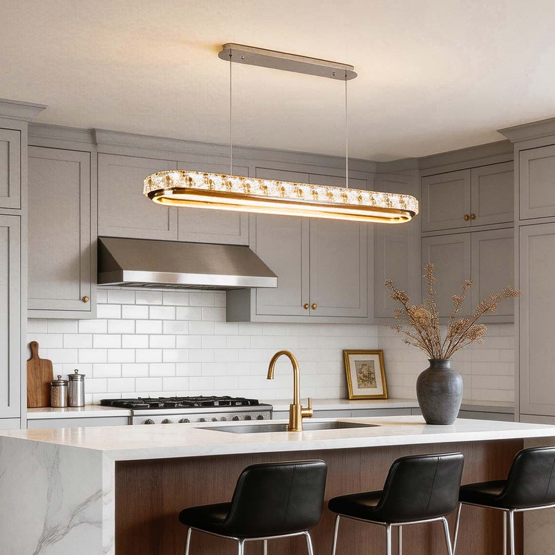 Chrome Pendant Lights Luxury Linear Crystal Ceiling Lights