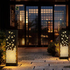Asian Style Perforated Garden Lighting with Decorative Snowflake Design