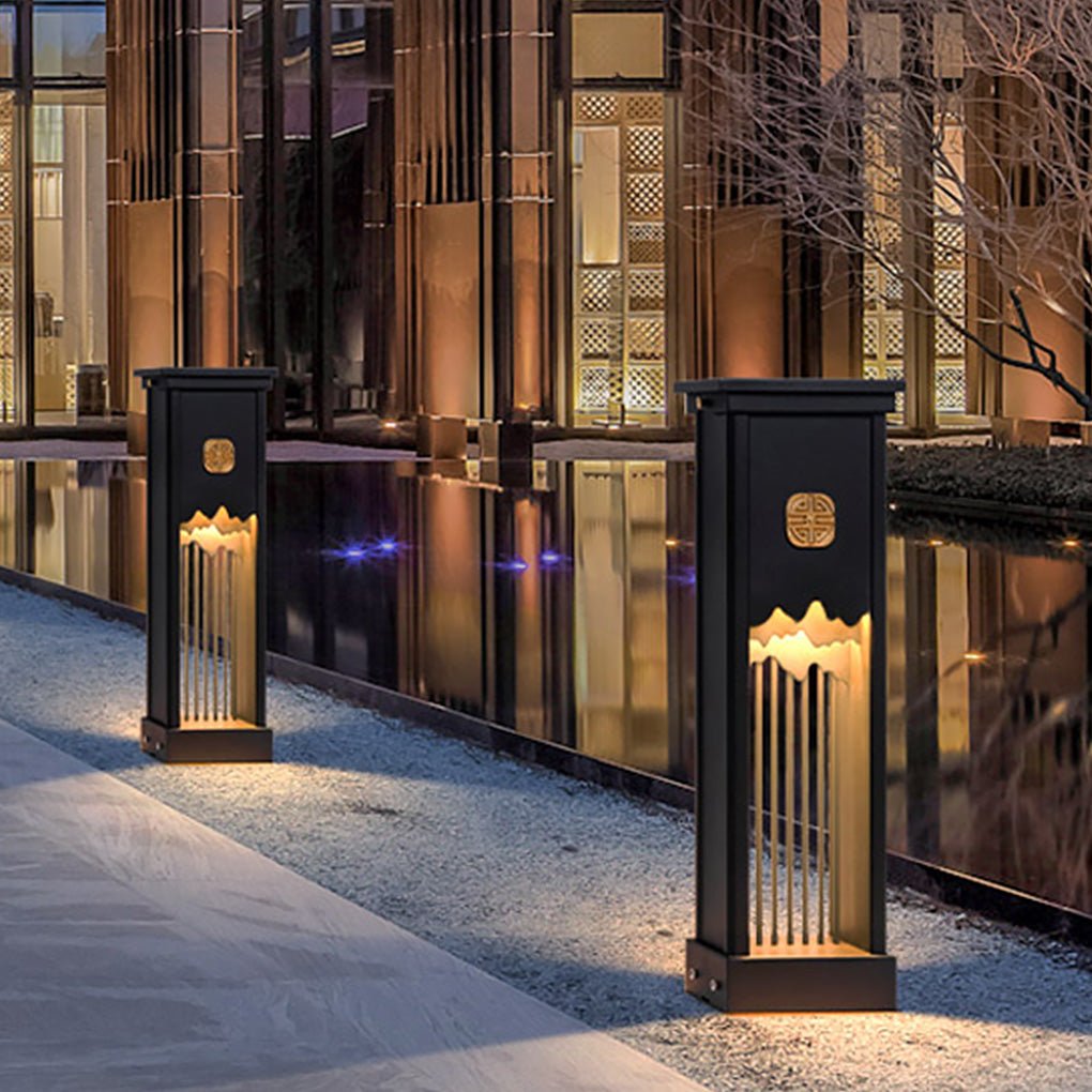 Elegant Outdoor LED Light with Artistic Cut Craft and Strip Design