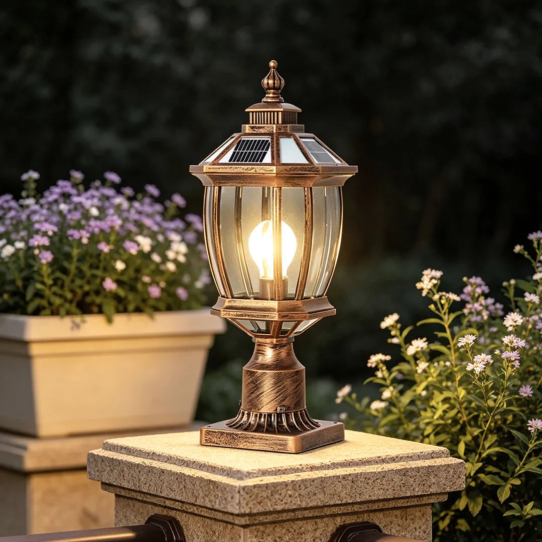 Solar Column Pillar Lights LED Waterproof Garden Fence Post Light