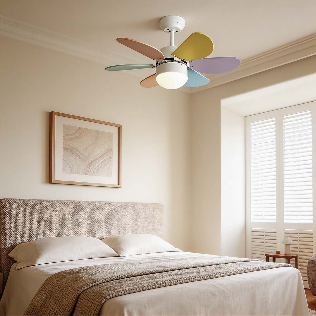 Colored Fan with Light Creative Mini Children's Room Ceiling Fan
