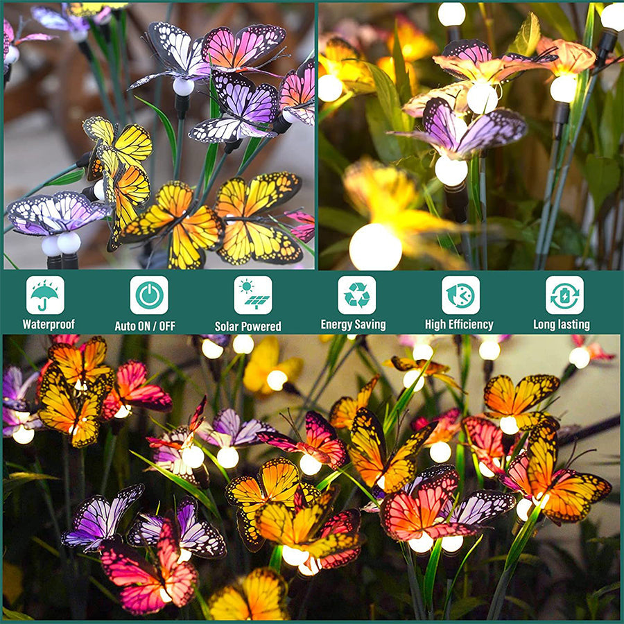 6 PCS Butterfly Solar Garden Lights Six-Head Lawn Stake Light
