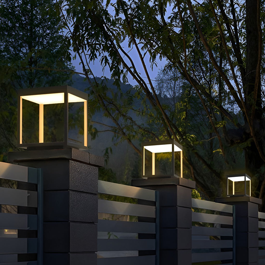 Concrete Pillar Lights Modern Open-Frame Square LED Light