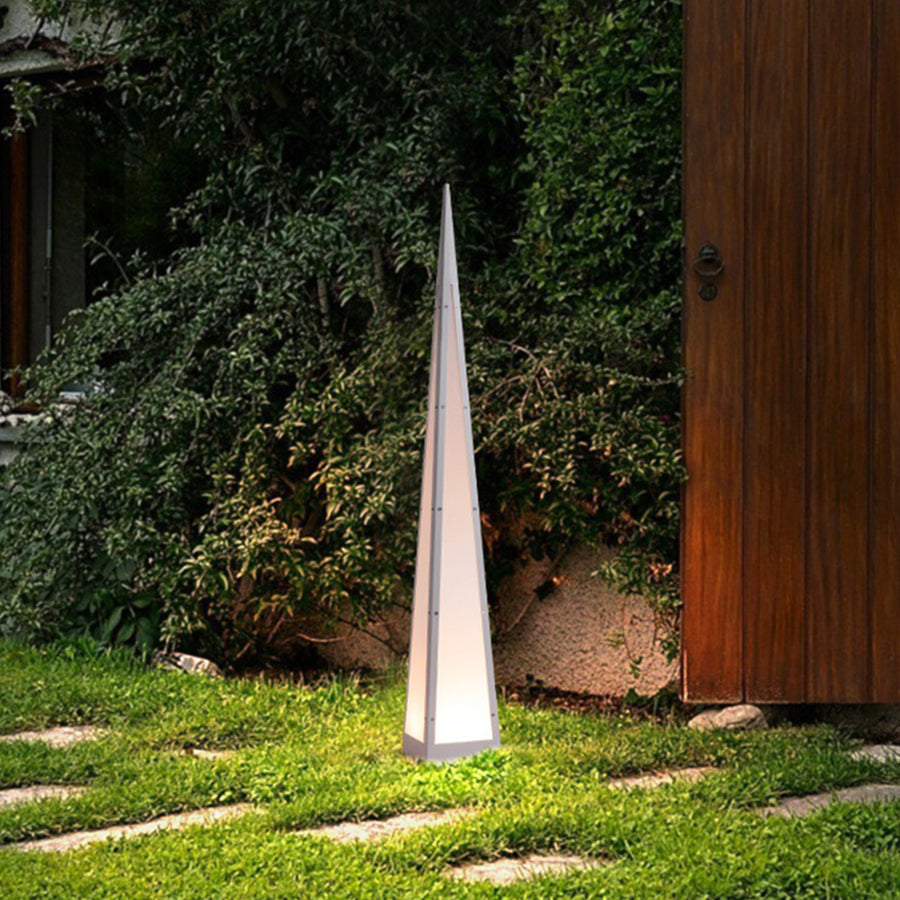 Stainless Steel Waterproof Geometric Floor Lamp with Pyramid Design