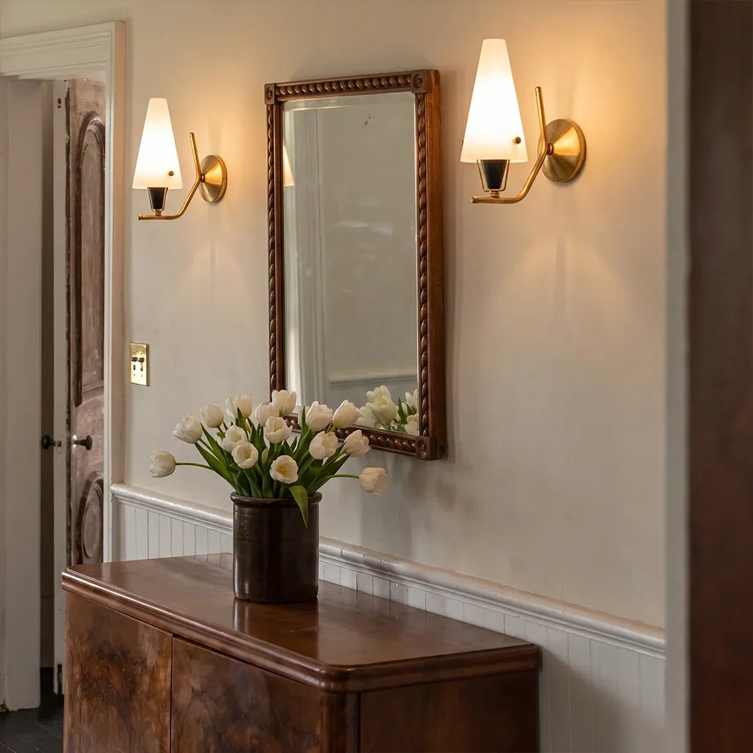 Cone Wall Light Vintage Style Glass Ambient Wall Sconce
