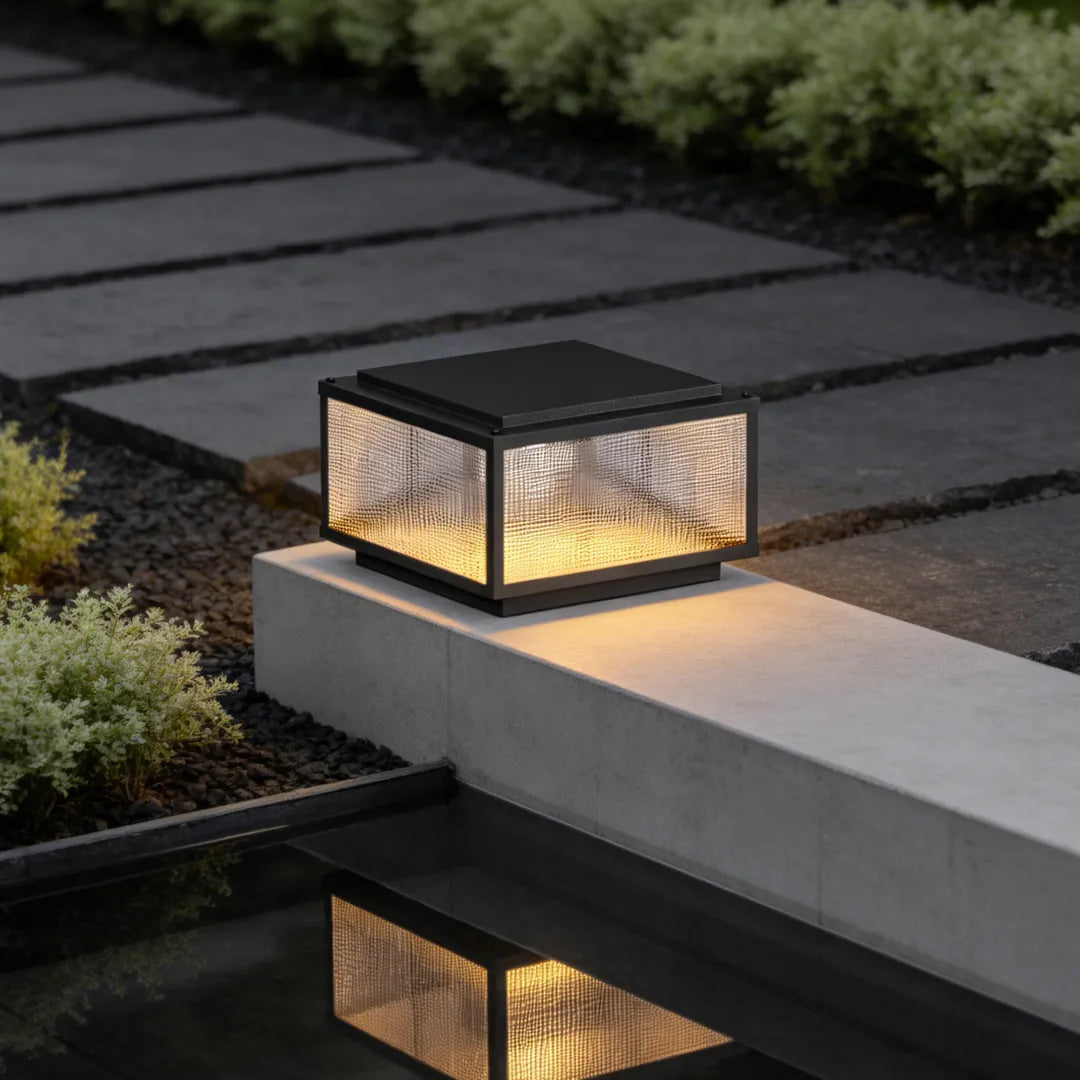 Outdoor Pillar Light Fixtures Cast Aluminum Square Waterproof