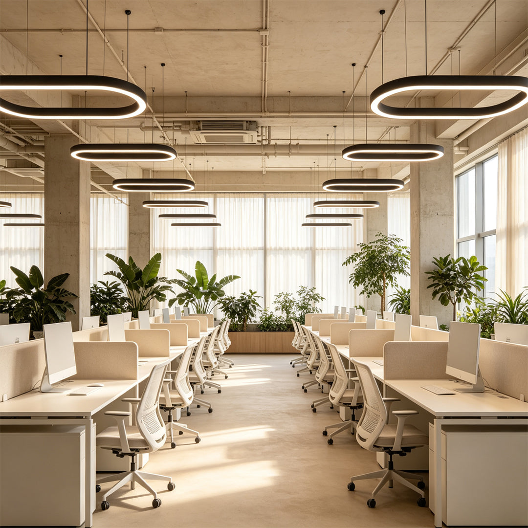 Oval Chandelier Modern Metal LED Office Ceiling Light