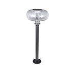 Contemporary Solar Lawn Light Metal Cylinder LED Light with Oval Acrylic Shade