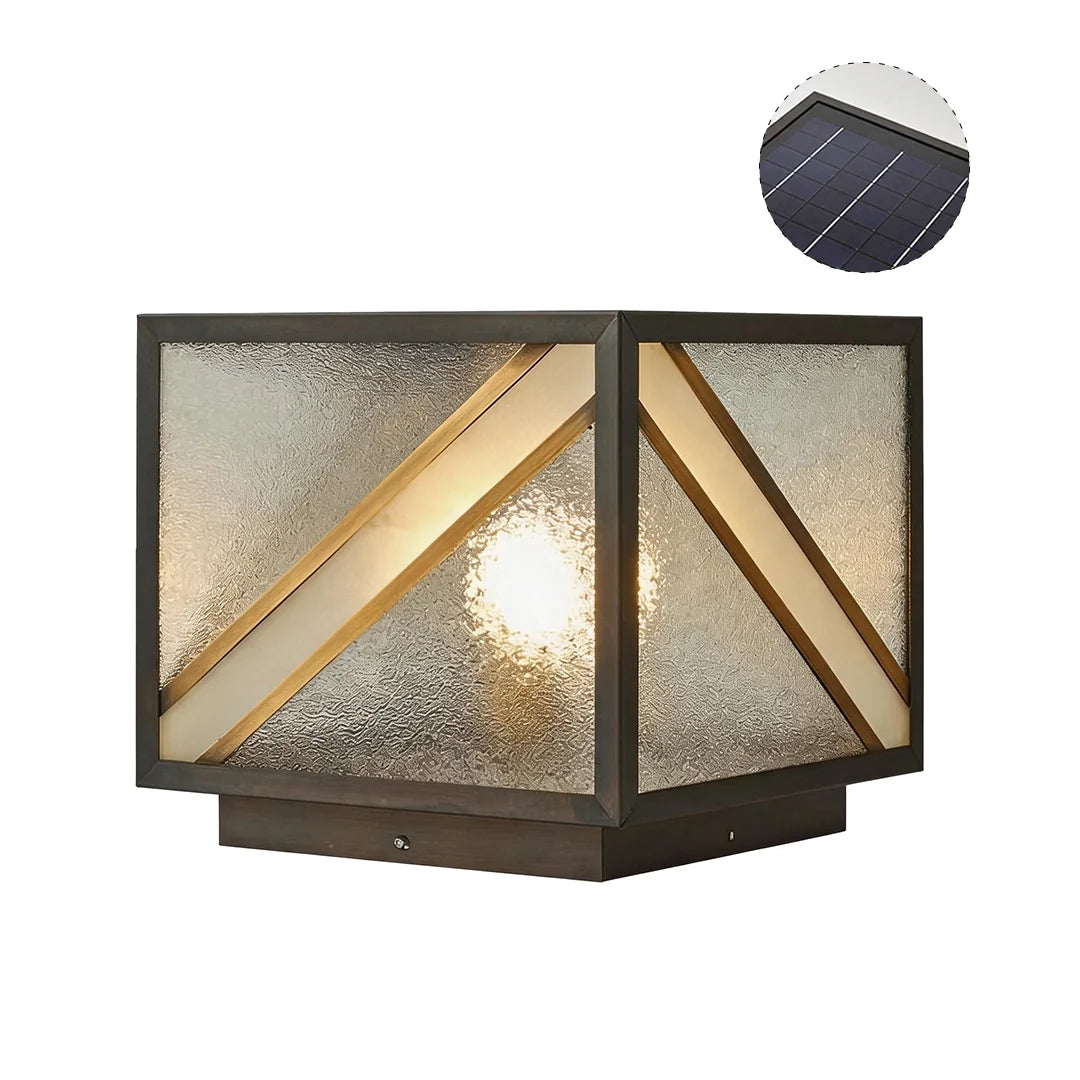Black Outdoor Pillar Lights Modern Square Copper Waterproof Light
