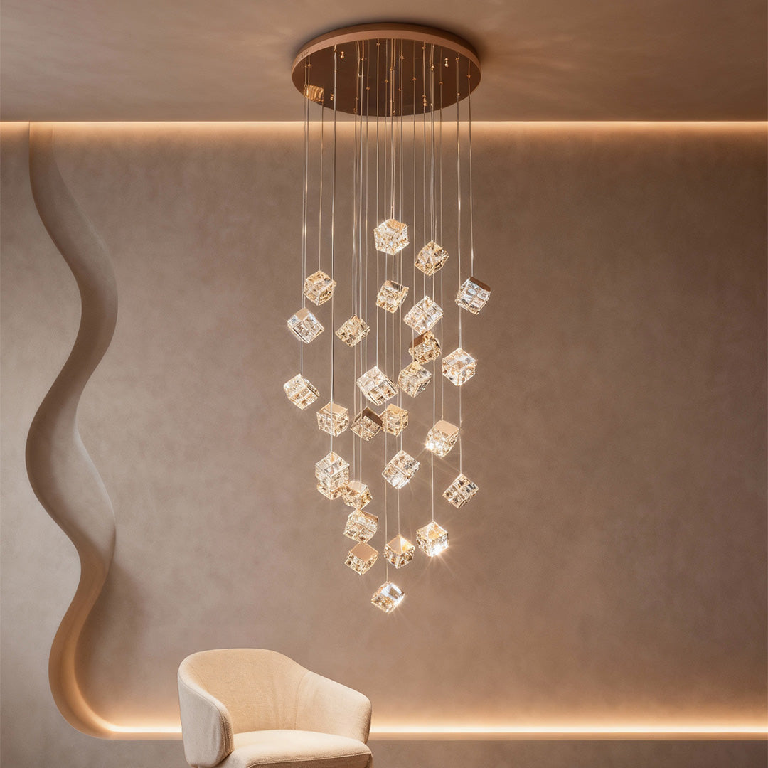 Magic Cube Crystal Staircase Chandelier